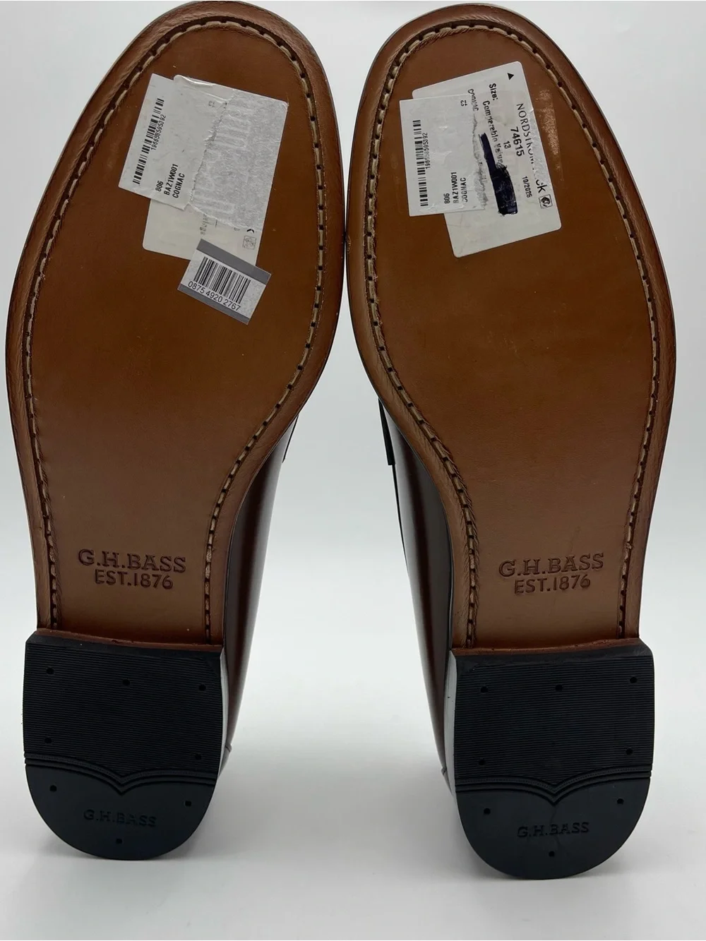 G.H. Bass Men SZ 13D Logan Weejun Cognac Leather Penny Loafers MSRP $195
